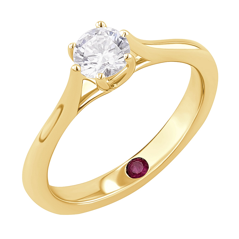Zásnubný prsteň s moissanitom a rubínom Sores 124824