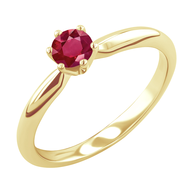 Zlatý zásnubný prsteň s rubínom Clytie 125604