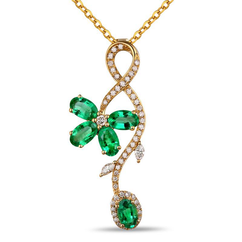 Zlatý náhrdelník so smaragdmi a diamantmi Madelia