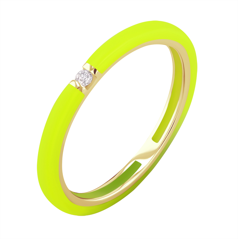 Žltý keramický prsteň s diamantmi Sancha