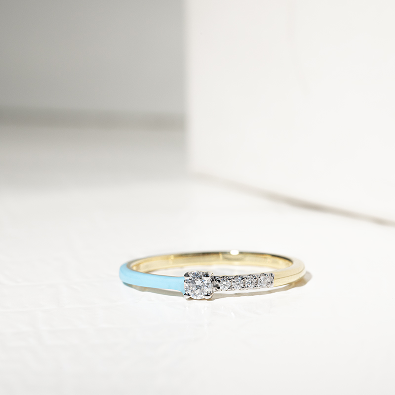 Modrý keramický prsteň s diamantmi Elissa 127544