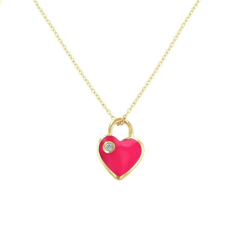 Ružový keramický prívesok v tvare srdca s diamantom Cristina 128714