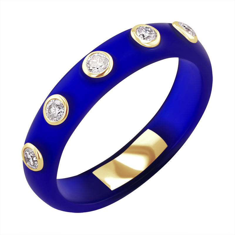 Modrý keramický prsteň s diamantmi Vilma 128744