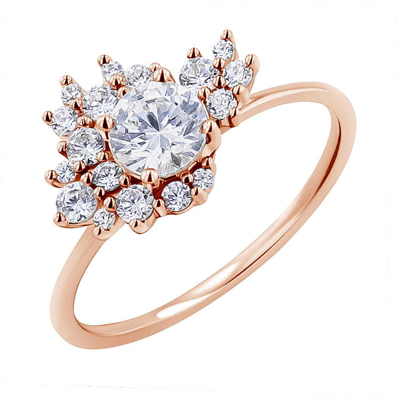 Atypický zásnubný cluster prsteň s diamantmi Sunan 128864