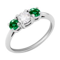 Zásnubný prsteň s diamantom a smaragdmi Paloma