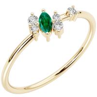 Strieborný cluster prsteň s lab-grown smaragdom a diamantmi Atan