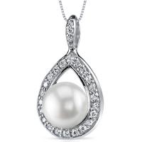 Strieborný náhrdelník s perlou a zirkónmi Blon