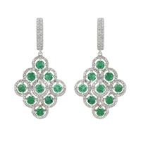 Luxusné visiace náušnice so smaragdmi a diamantmi Ewan
