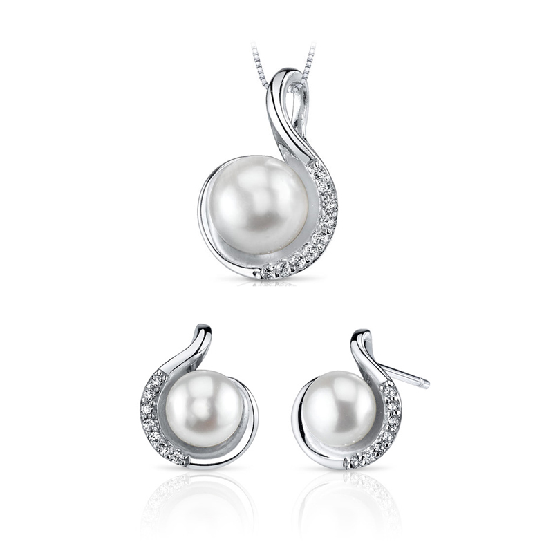 Strieborná perlová kolekcia náhrdelníka a náušníc Torvald