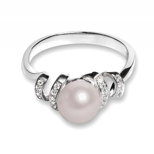 Zlatý diamantový prsteň s perlou 24704