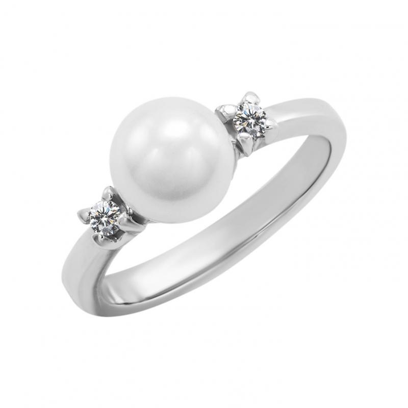 Perlový zásnubný prsteň s diamantmi
