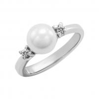 Zásnubný prsteň s perlou a diamantmi Cassie 