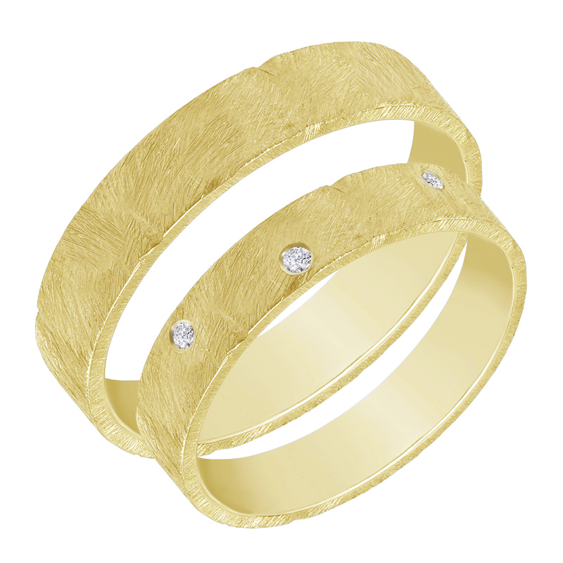 Netradičné zlaté svadobné obrúčky s diamantmi Gera 29014