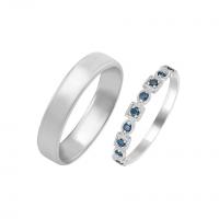 Svadobný vintage prsteň s modrými diamantmi a komfortná obrúčka Mady