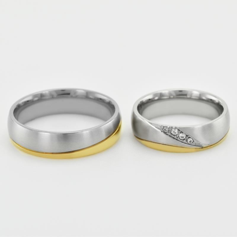 Svadobné prstene z kombinovaného zlata s diamantmi 33504