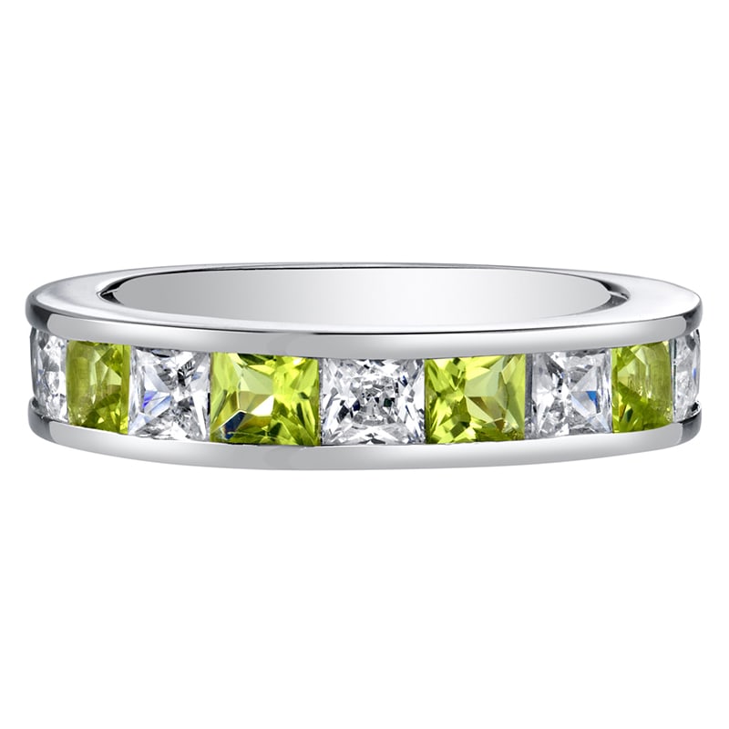 Strieborný eternity prsteň s olivínmi 34864