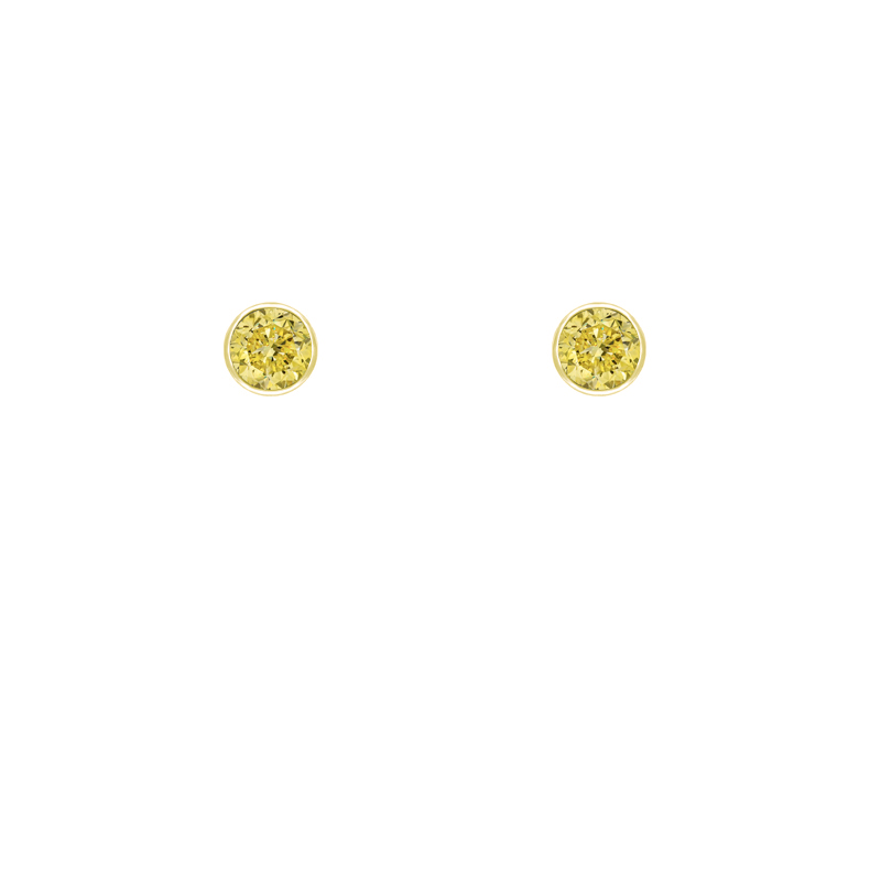 Minimalistické zlaté bezel náušnice so žltými diamantmi Aktaion 36884
