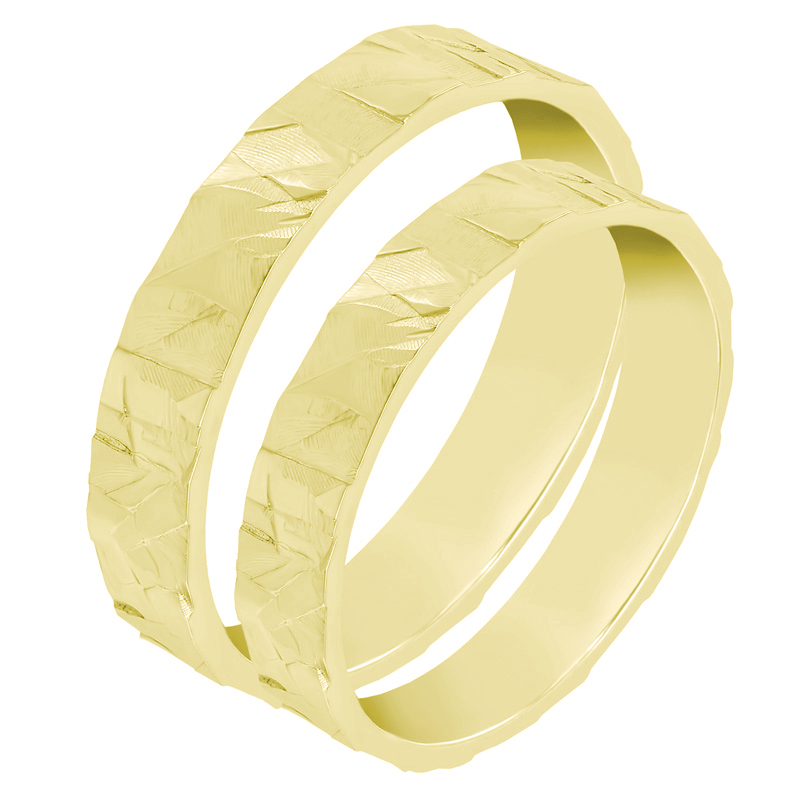 Svadobné prstene zo zlata s reliéfnym povrchom 37784