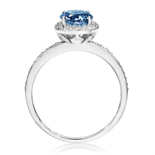 Zásnubný prsteň s diamantmi a modrým diamantom 3934