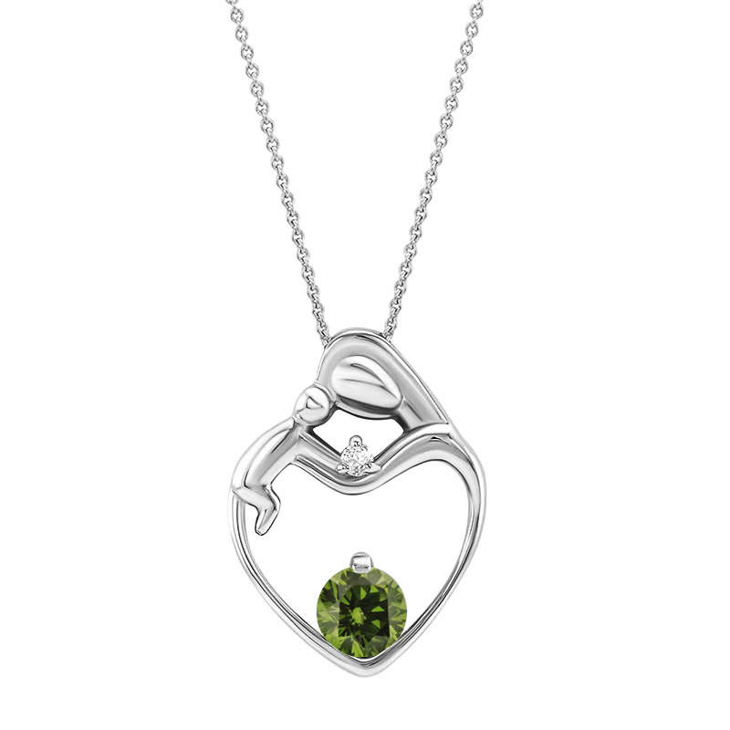 Platinový náhrdelník se zeleným diamantom