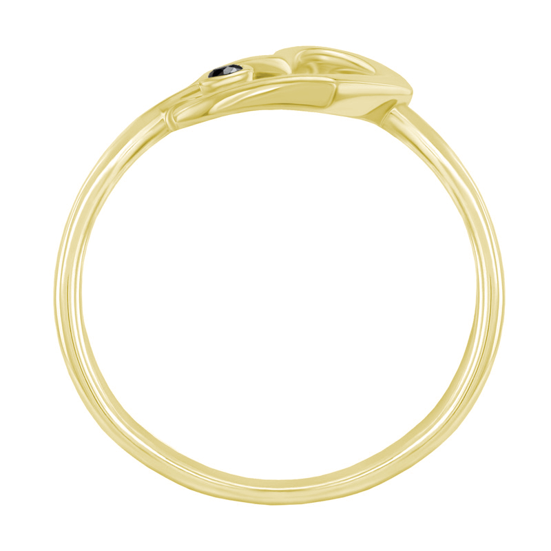 Zlatý srdiečkový prsteň s čiernym diamantom Bebien 40354