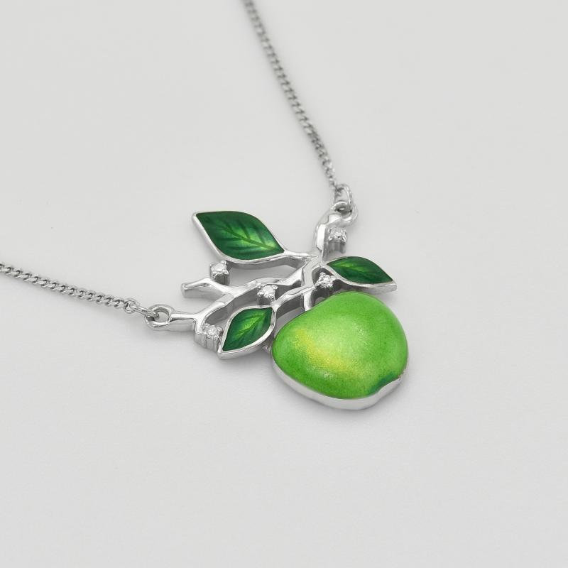 Diamantový náhrdelník s jablkom a enamelom 43404