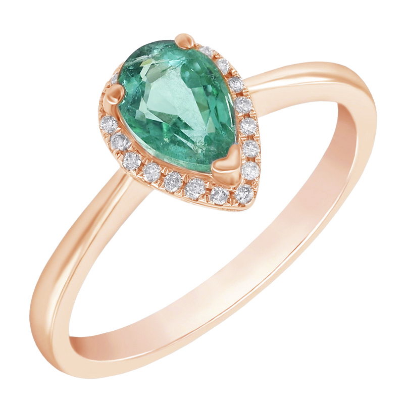 Smaragdový prsteň s diamantmi z ružového zlata 44624