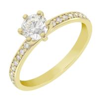 Zásnubný zlatý prsteň s moissanitom a diamantmi Jean