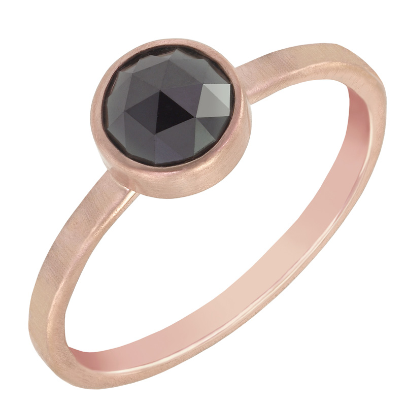 Zlatý prsteň s rose cut čiernym diamantom Alcee