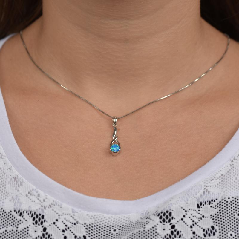 Strieborný náhrdelník s modrým opálom Lasse 48804