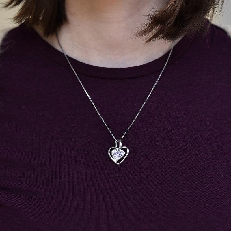 Srdcový náhrdelník s ametystmi 5334