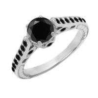Zásnubný prsteň vo vintage štýle s čiernymi diamantmi Gauri