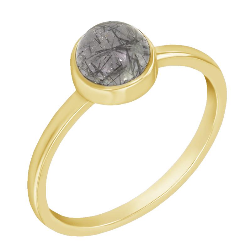 Prsteň s rutilom z žltého zlata 58064