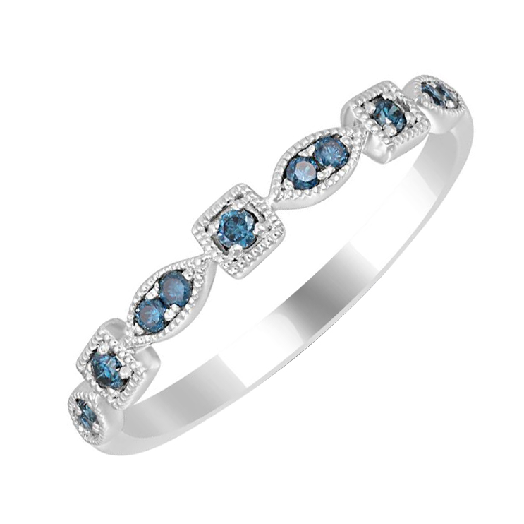 Zlatý eternity prsteň s modrými diamantmi