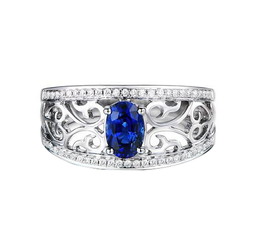 Kráľovský prsteň s modrým zafírom a diamanty Kayla