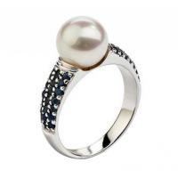 Zlatý prsteň s perlou a zafírmi Elma