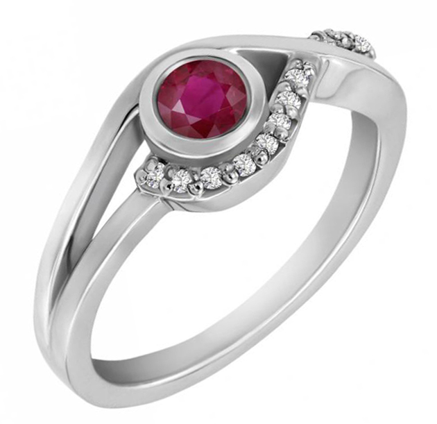 Elegantný zásnubný prsteň s rubínom a diamantmi Naos