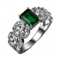 Luxusný zlatý prsteň so smaragdom a diamantmi Irma
