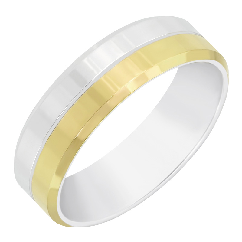 Pánsky plochý svadobný prsteň so skosenými hranam 60634