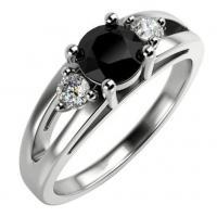 Platinový zásnubný prsteň s čiernym a bielymi diamantmi Arete