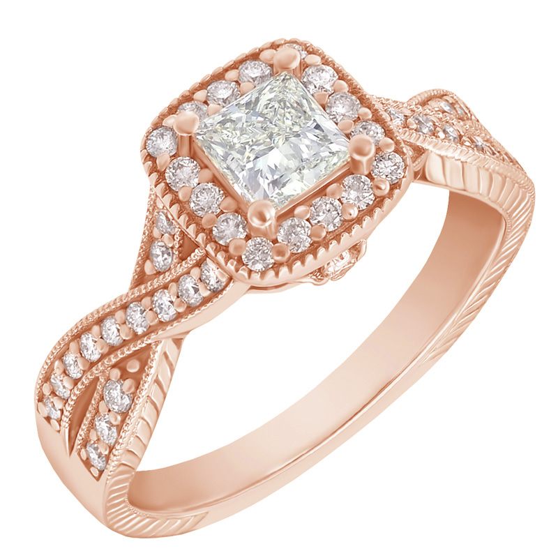 Zásnubný zlatý prsteň s diamantom 63034