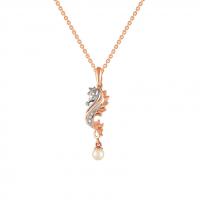 Zlatý morský koník v náhrdelníku s perlou a diamantmi Gavri