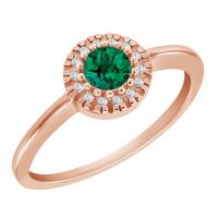 Zlatý halo prsteň so smaragdom obklopeným diamantmi Vale