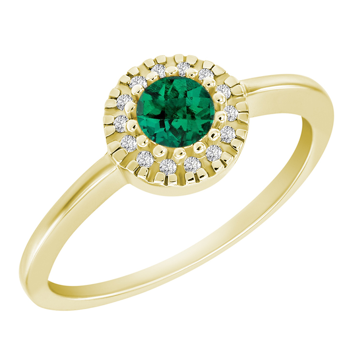 Zlatý prsteň so smaragdom obklopeným diamanty 63714