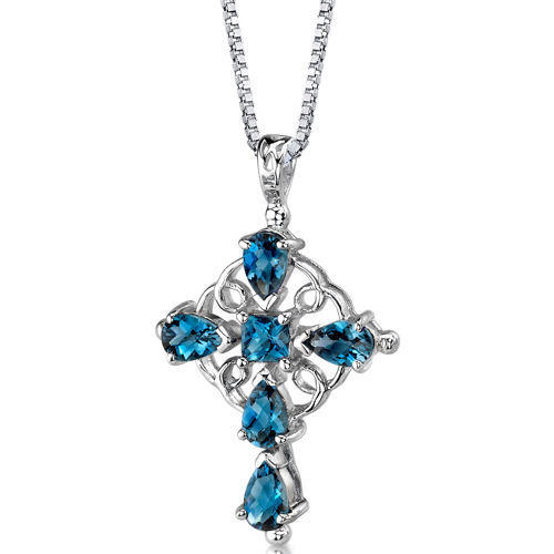Strieborný náhrdelník s topásmi v tvare kríža Damia 