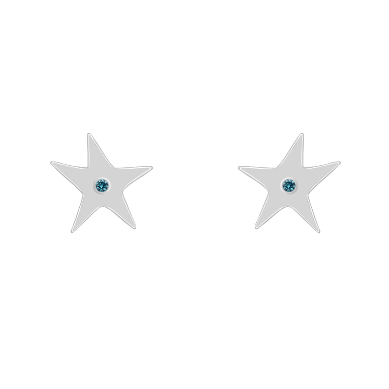 Strieborné náušnice s modrými diamantmi