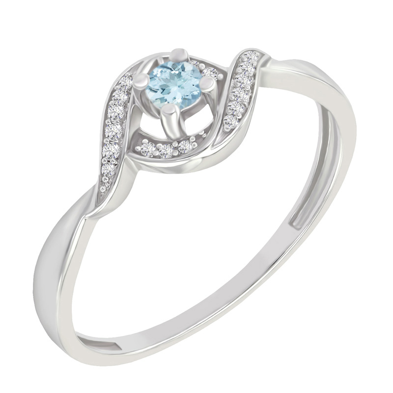 Zásnubný prsteň s akvamarínom a diamantmi