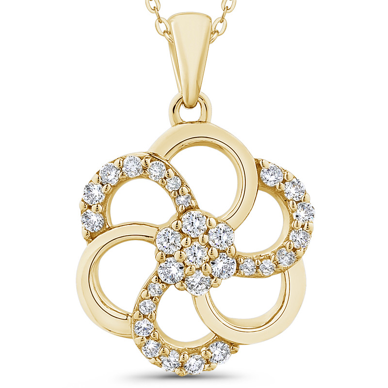 Zlatý kvetinový náhrdelník s diamantmi Pixie 76234