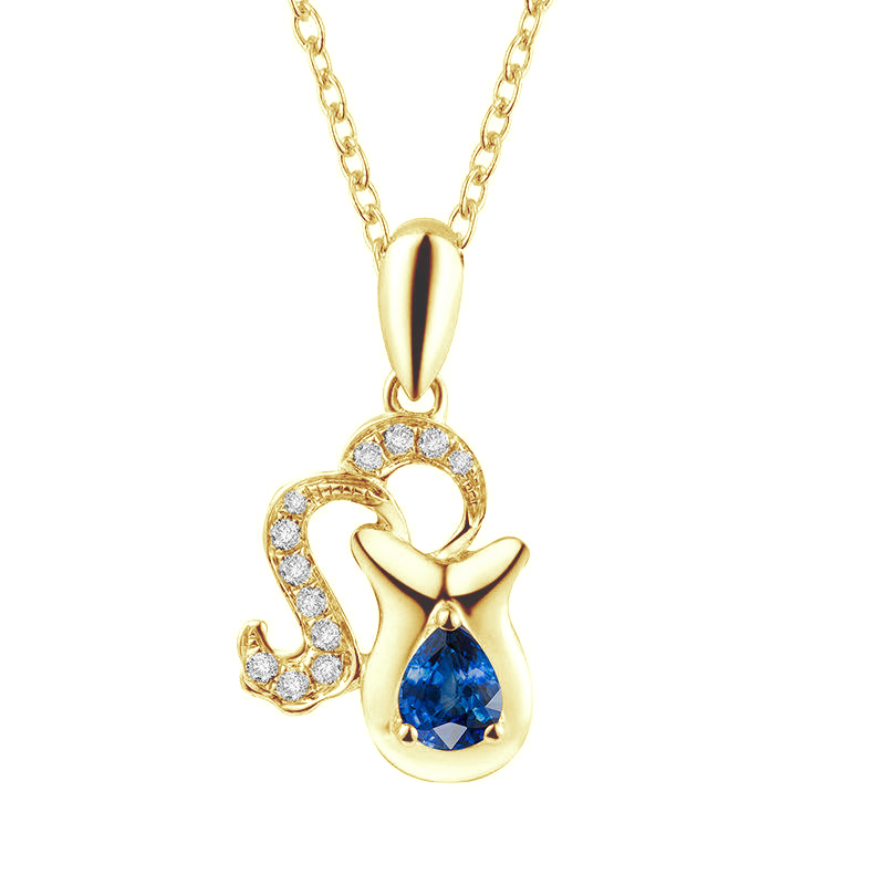 Zlatý náhrdelník so zafírom a diamantmi 78434