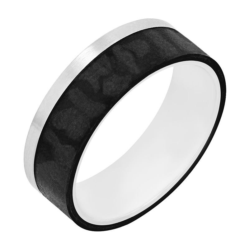 Pánský snubný prsteň z karbonu 80024